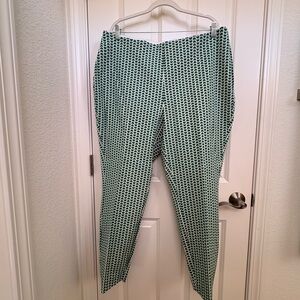 J. Crew Teal and Cream Patterned Pants